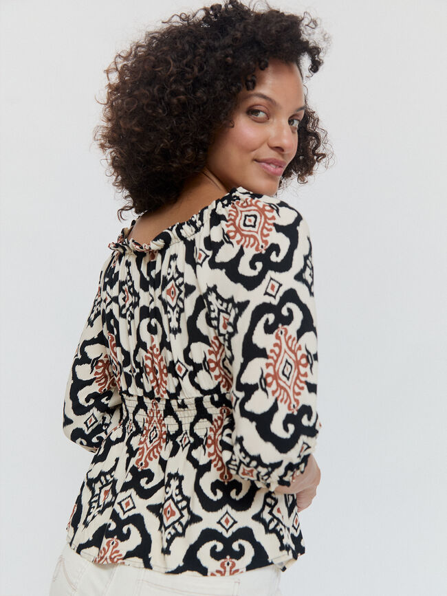 BLUSA ESTAMPADA GOMA Negro