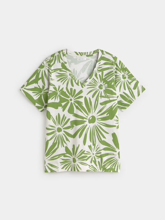 CAMISETA CUELLO PICO Estampado 2 image number null