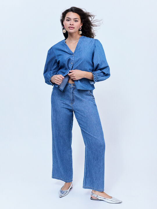 PANTALON FLUIDO VAQUERO Mid blue image number null