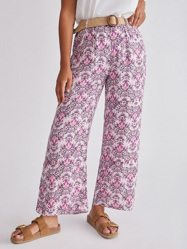 Pantalon palazzo cinturon Violeta African