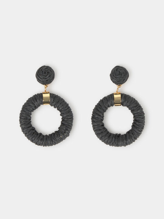 PENDIENTES RGRANDES RAFIA Negro image number null