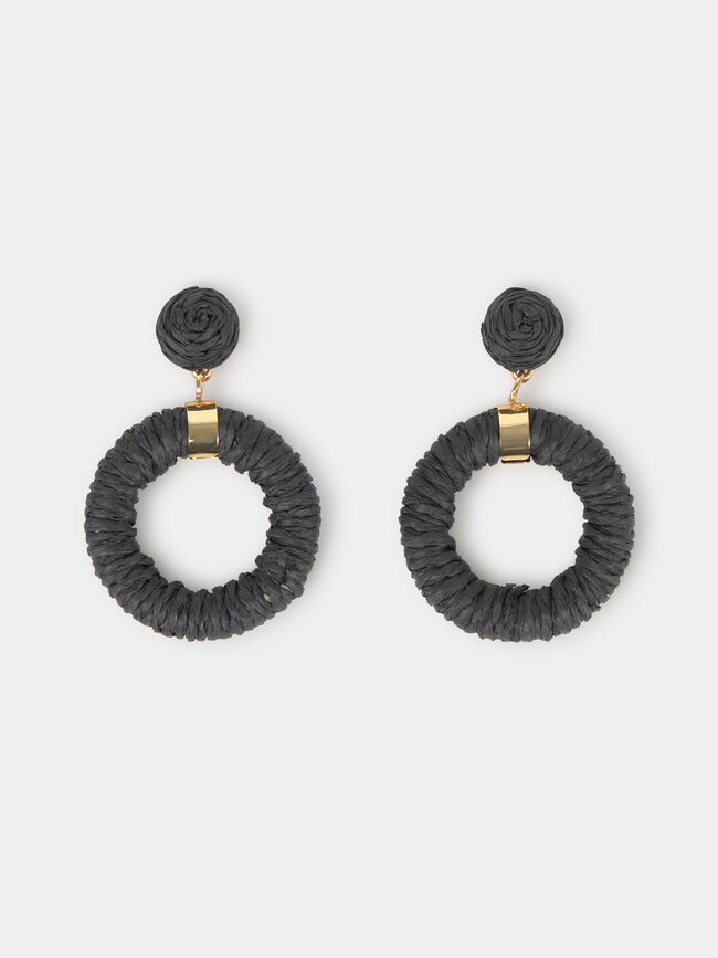 PENDIENTES RGRANDES RAFIA Negro