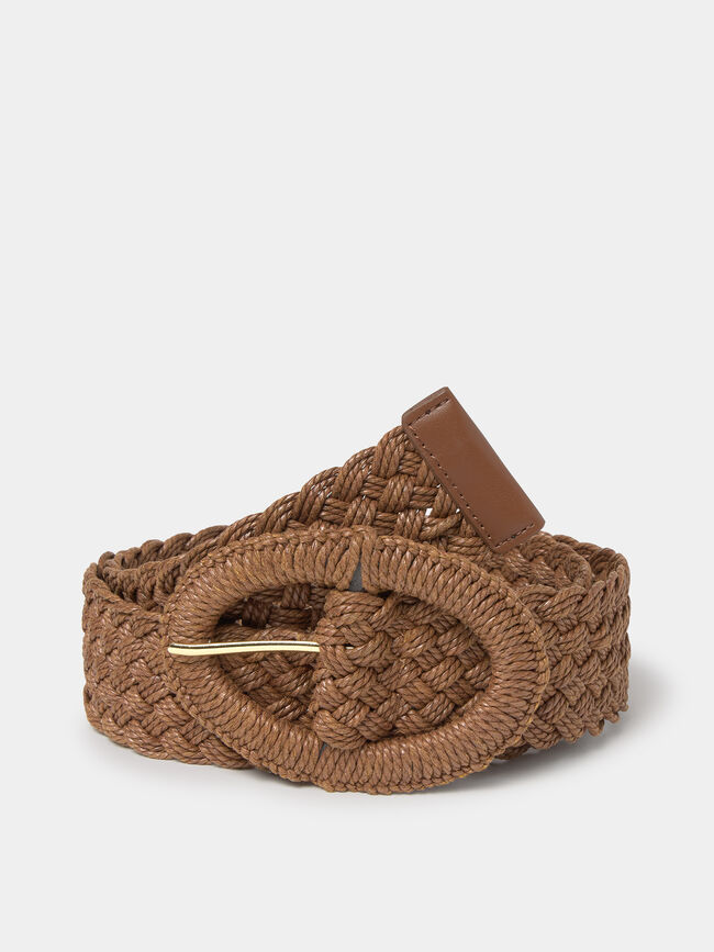 CINTURÓN ELÁSTICO TRENZADO Marron chocolat