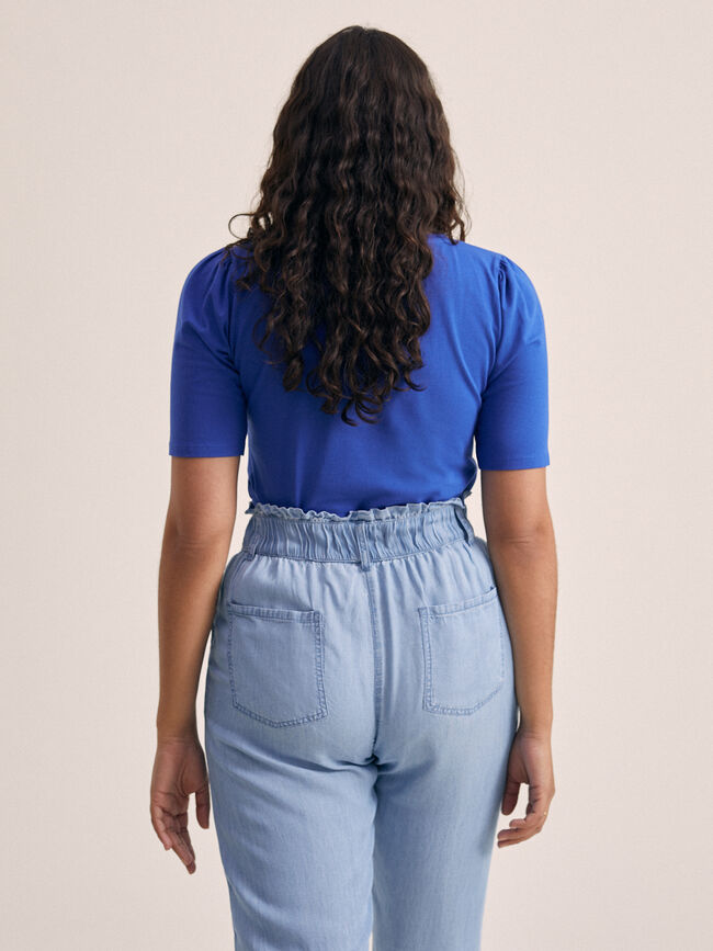 CAMISETA FRUNCIDO EN HOMBRO Azul Real