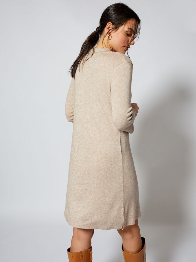 Vestido cuello perkins Beige