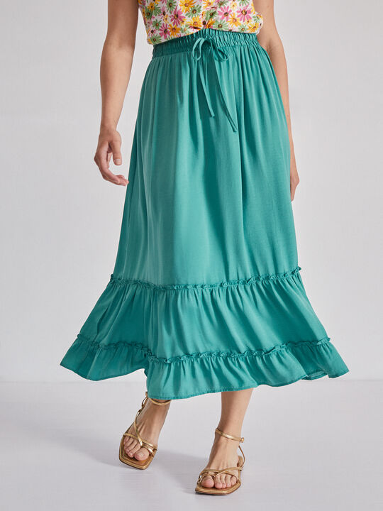 Falda fluida volantes Verde Viridian image number null