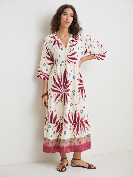 VESTIDO DETALLE MANGA Crudo image number null