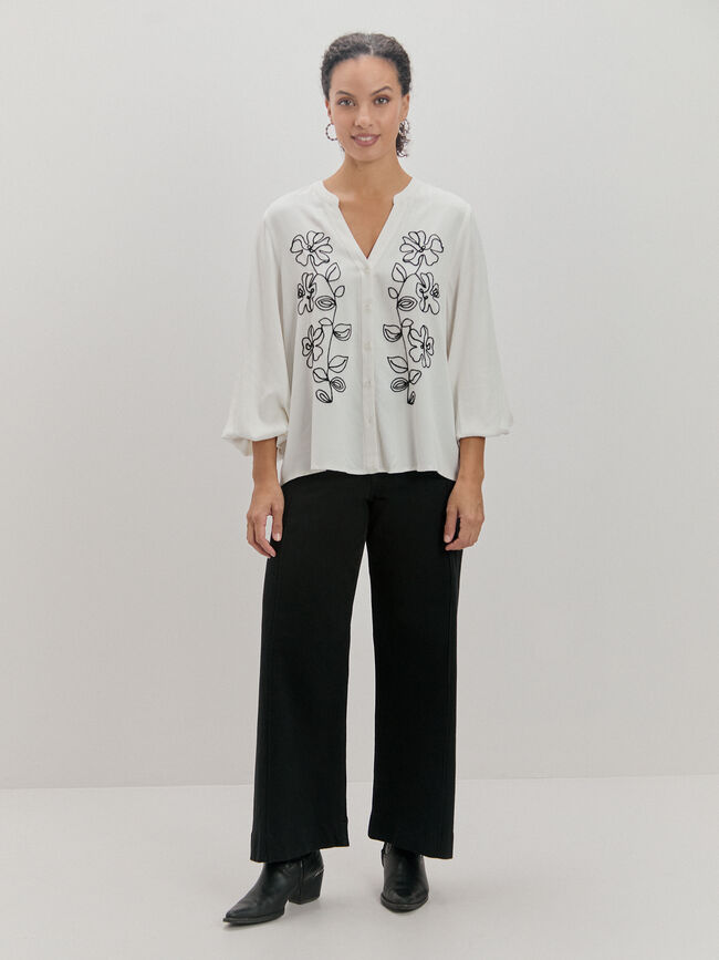 BLUSA BORDADO MANGAS Crudo