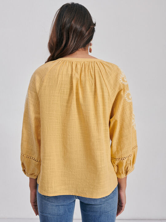 BLUSA DETALLE BORLAS Mostaza image number null