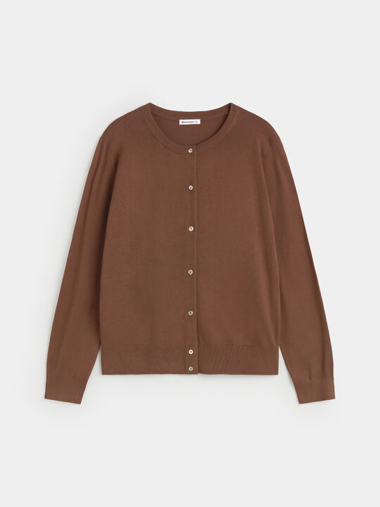 CARDIGAN BASICO Marron chocolat image number null