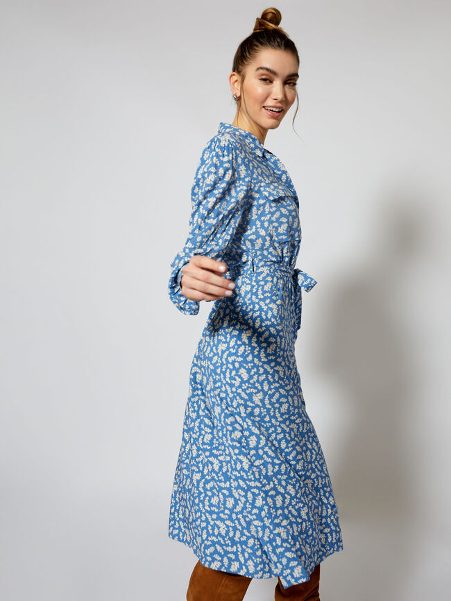 Vestido camisero estampado Azul Ceruleo