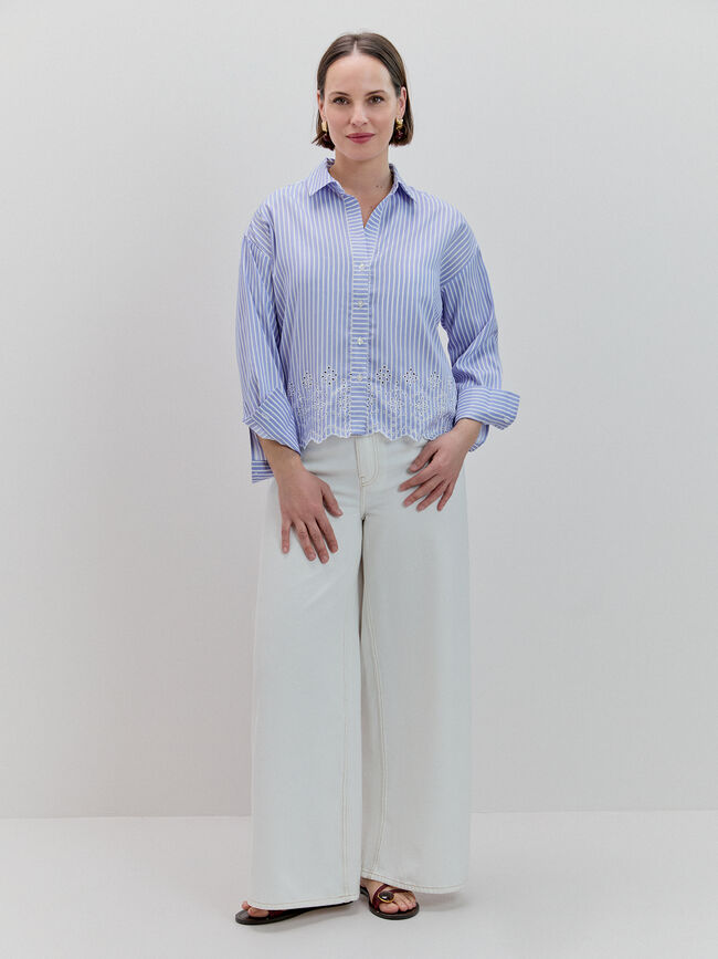 CAMISA BORDADO SUIZO Azul Chambray