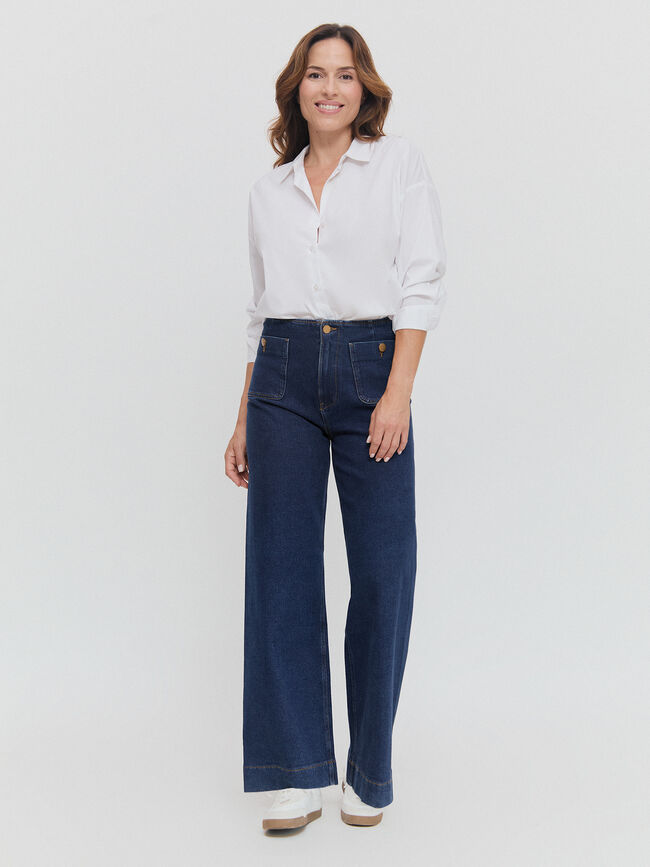 WIDE LEG BOLSILLOS Dark blue