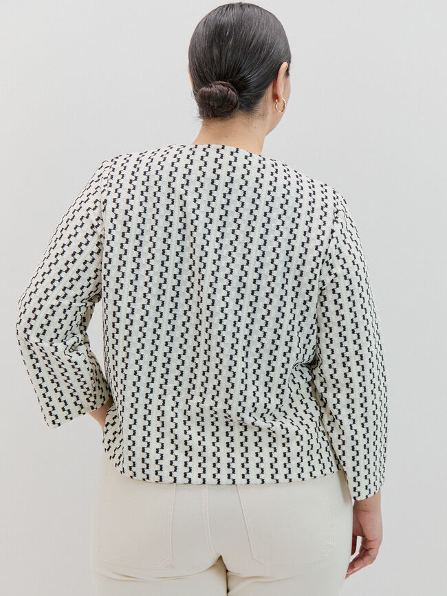 CHAQUETA JACQUARD BICOLOR Blanco Optico