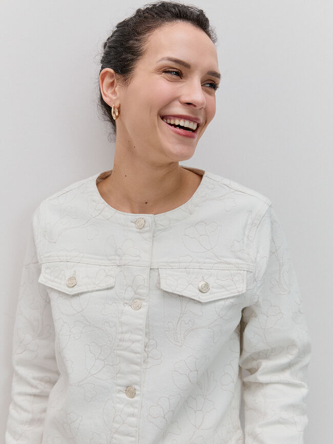 CHAQUERTA BORDADA Blanco Hueso