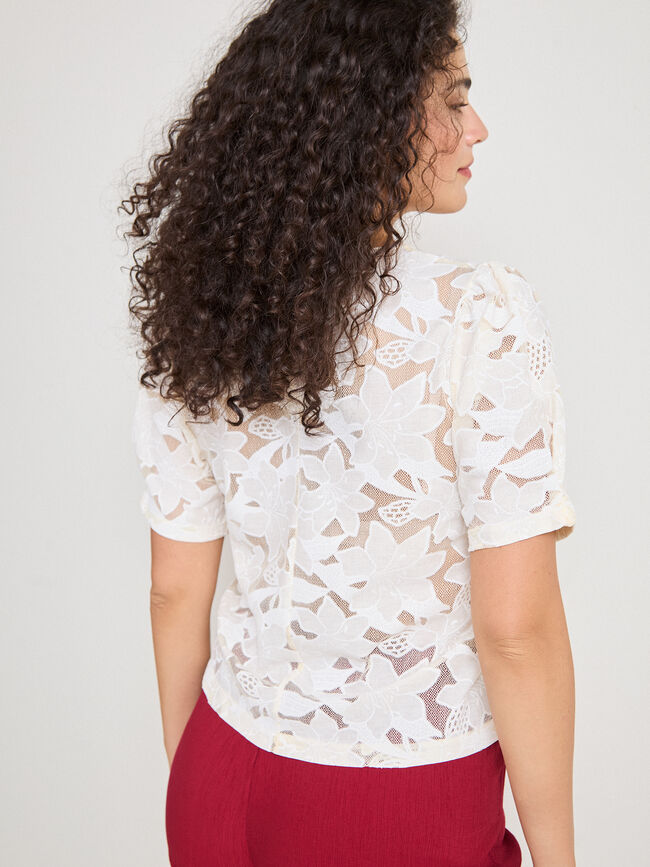 CAMISETA  ENCAJE Crudo