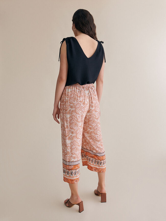 Pantalon culotte detalle botones Naranja quemado