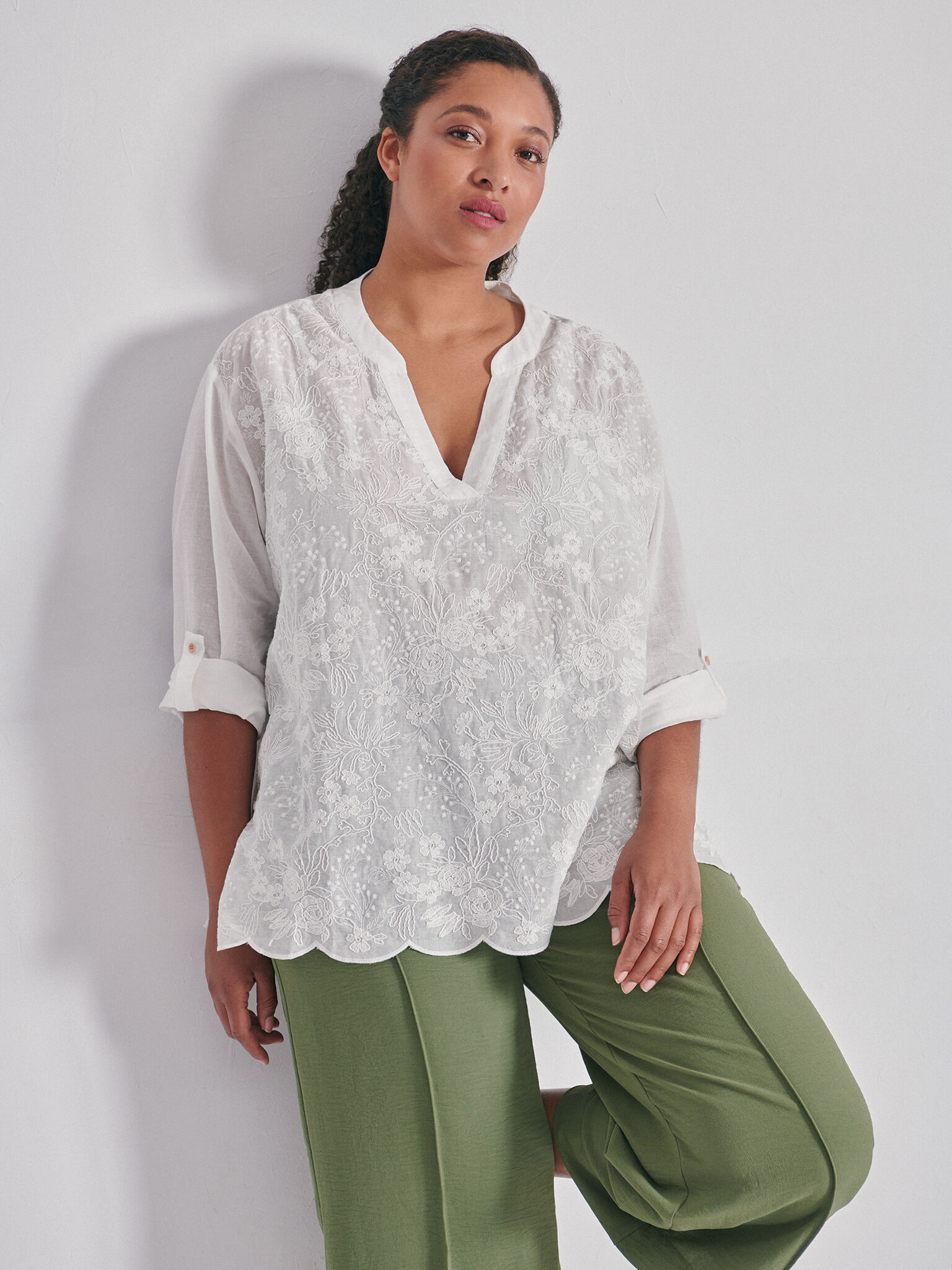 Blusa Mao algod n bordado