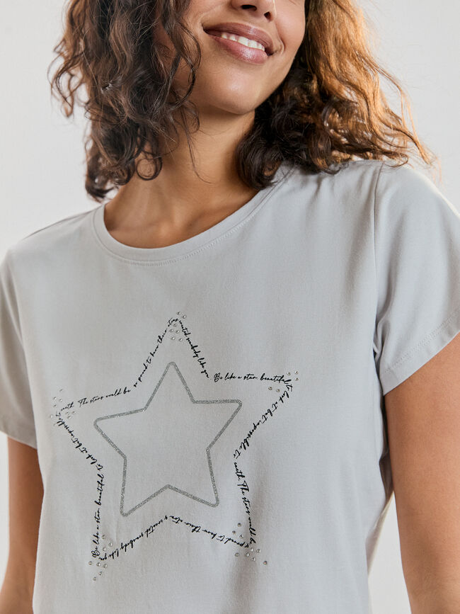 CAMISETA ESTRELLA BRILLO Gris