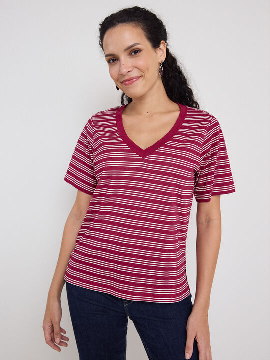 CAMISETA CUELLO PICO Rayas 3 image number null