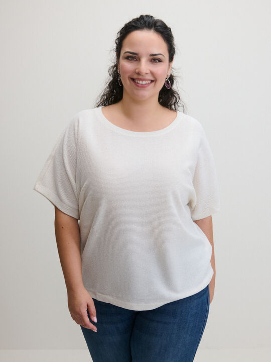 CAMISETA DETALLE TEJIDO Beige image number null