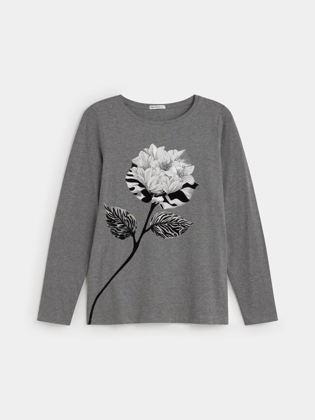CAMISETA POSICIONAL FLOR Gris Oscuro