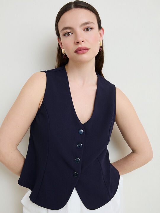 CHALECO DETALLE BOTON Azul Marino image number null