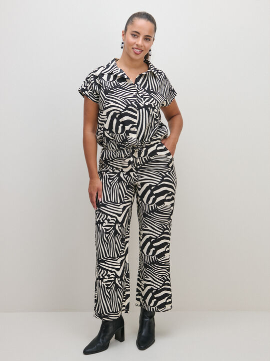 PANTAL&Oacute;N ANCHO ESTAMPADO Negro image number null