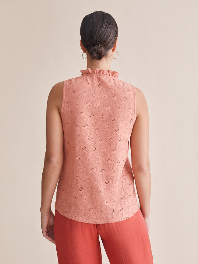 Top sin mangas detalles crochet NARANJA QUEMADO