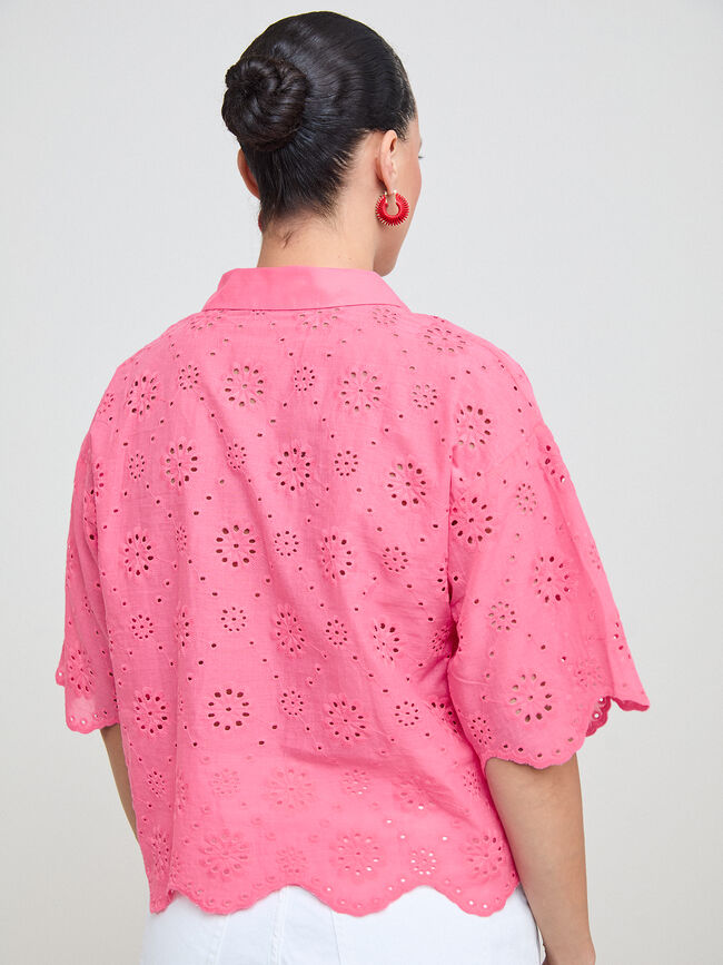 CAMISA BORDADA Rosa Chicle