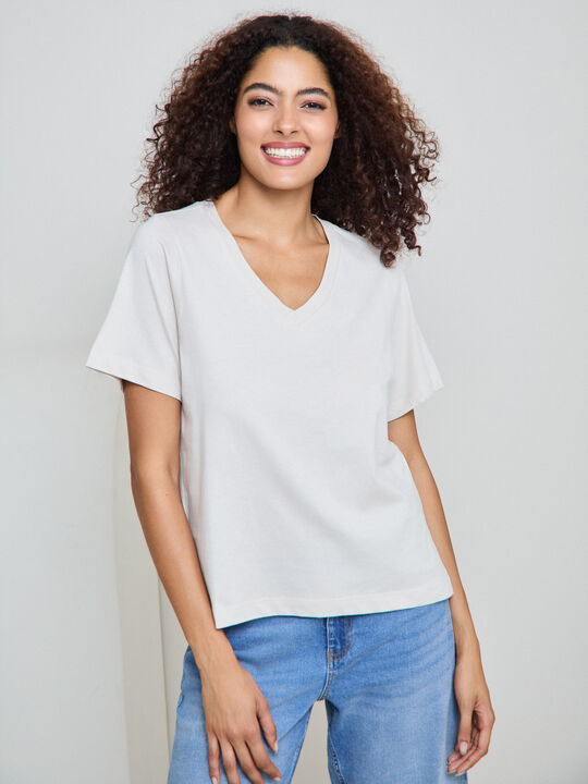 CAMISETA CUELLO PICO Piedra image number null