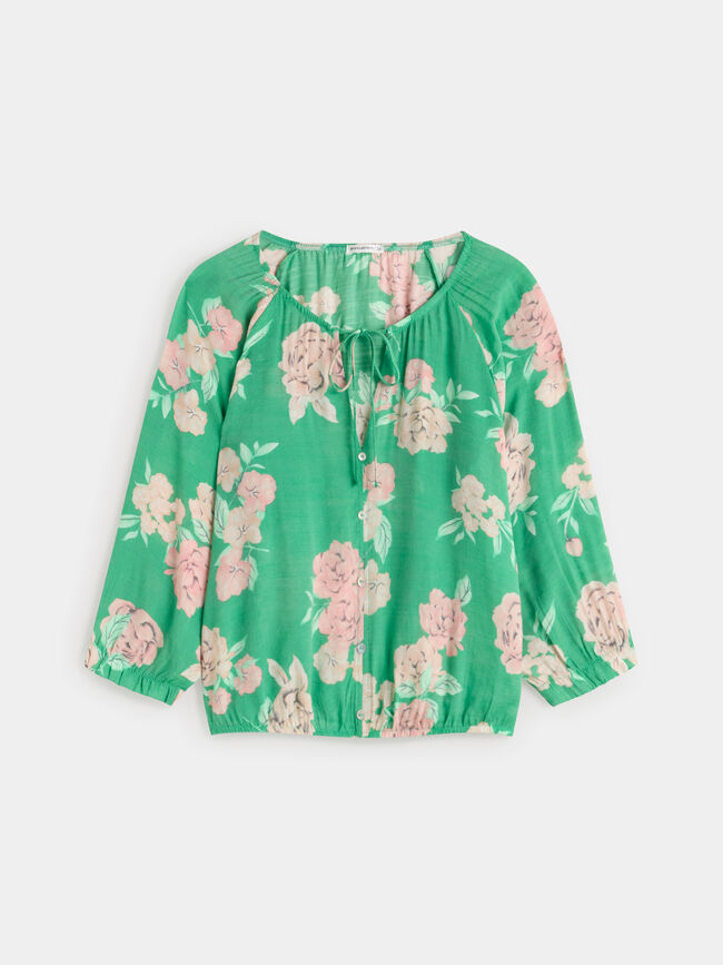 Blusa rústica botones Verde Brillante