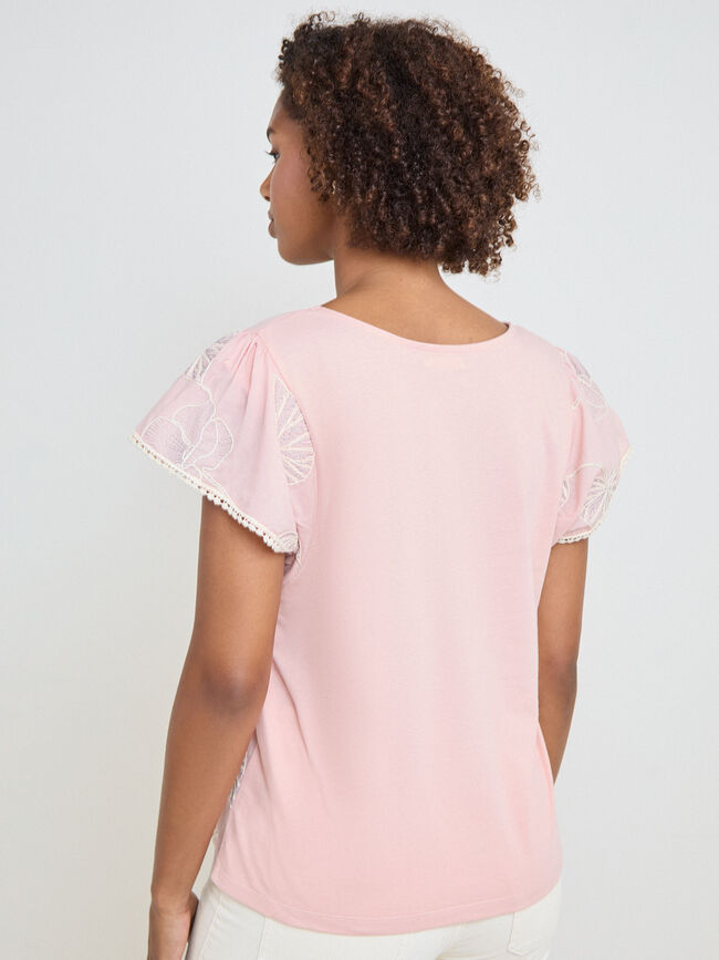 CAMISETA BORDADA Rosa Perla