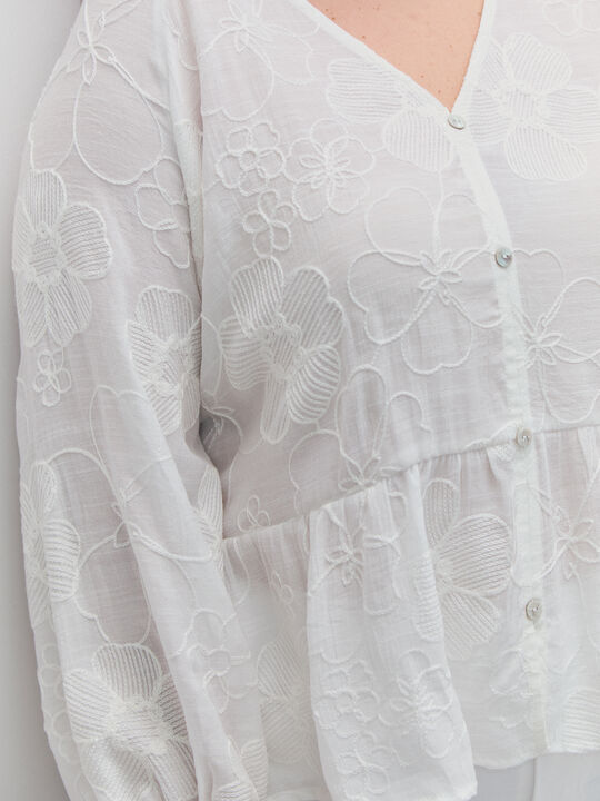 BLUSA BORDADA  FALD&Oacute;N Blanco Optico image number null