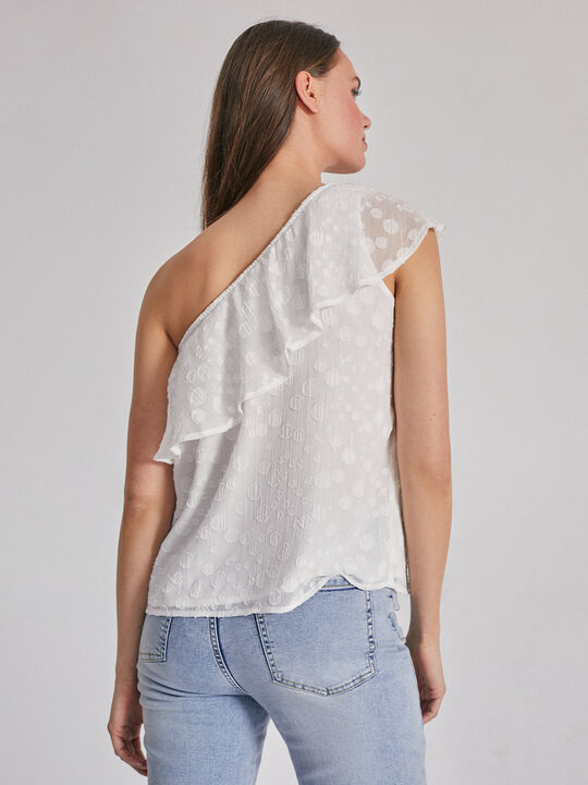 Blusa asimétrica jacquard Blanco Optico image number null