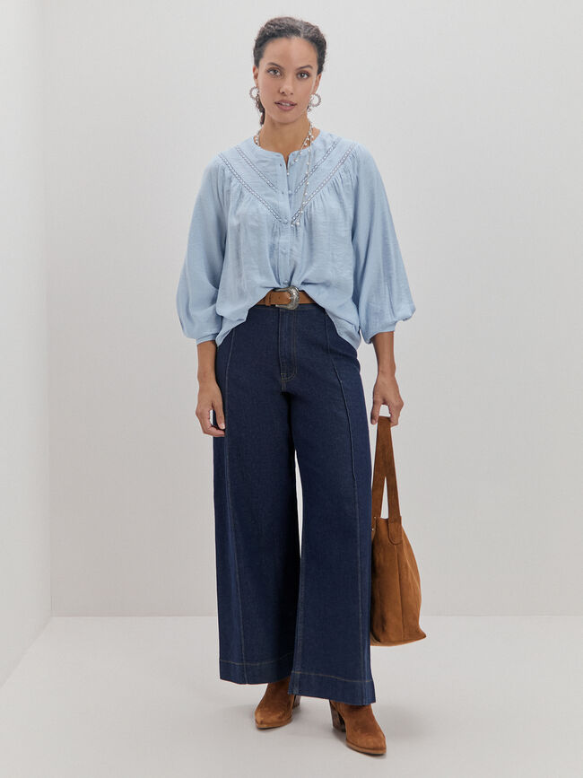 BLUSA CANESÚ PUNTILLA Azul Bebe