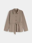 CHAQUETA TWILL ELASTICO BOTONES Beige