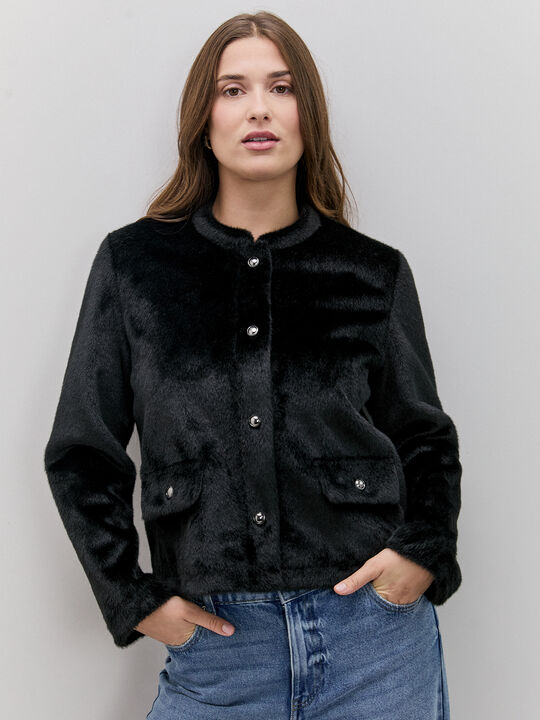 CHAQUETA CORTA PELO Negro image number null