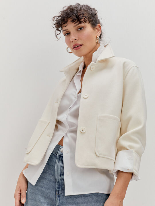 CHAQUETA CORTA PAÑO Crudo image number null