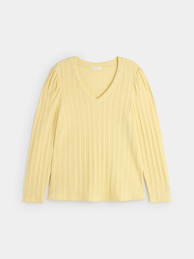 Camiseta escote pico Amarillo