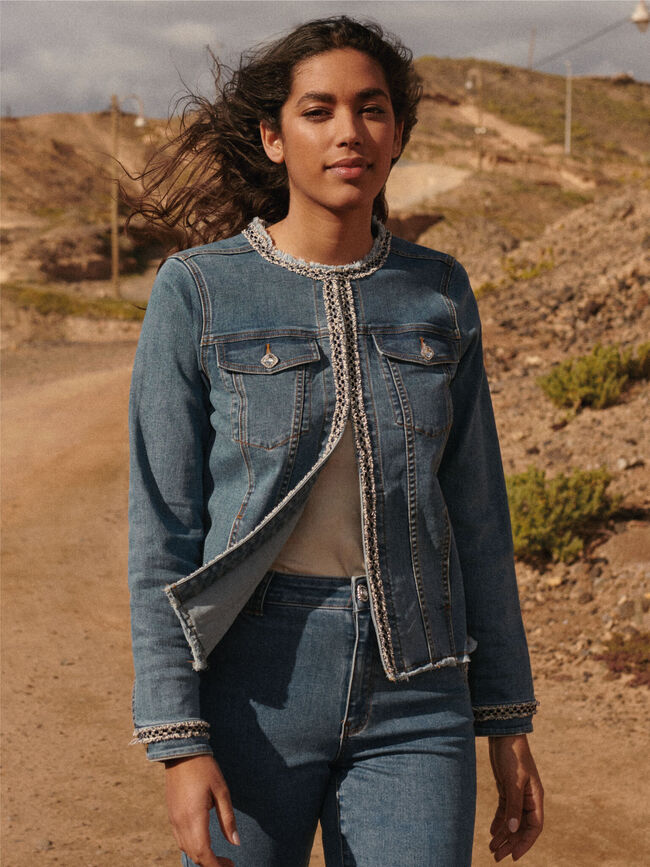 Chaqueta detalle tweed Mid blue