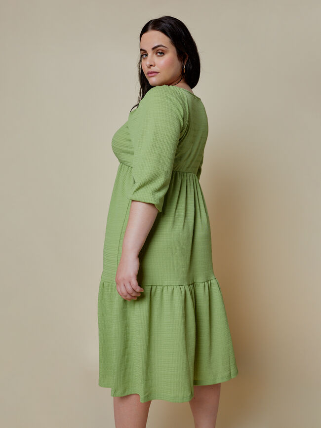 VESTIDO DETALLE TEXTURA kaki claro