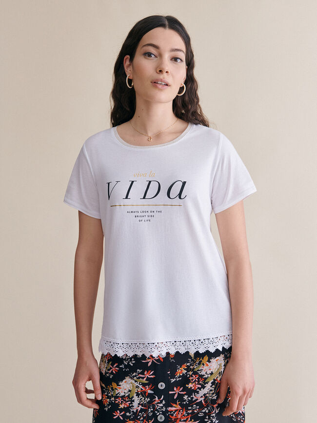 Camiseta texto 100% algodón Blanco Optico