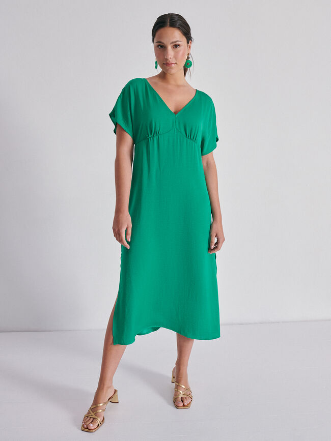 Vestido fluido satinado Verde Brillante