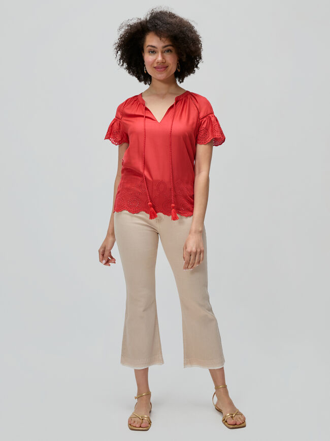 CAMISETA BORDADO SUIZO Teja