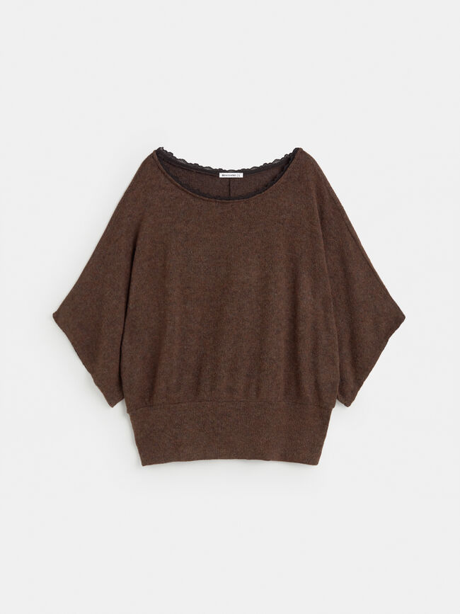 JERSEY SUAVE MARR&Oacute;N hombro ca&iacute;do Marron