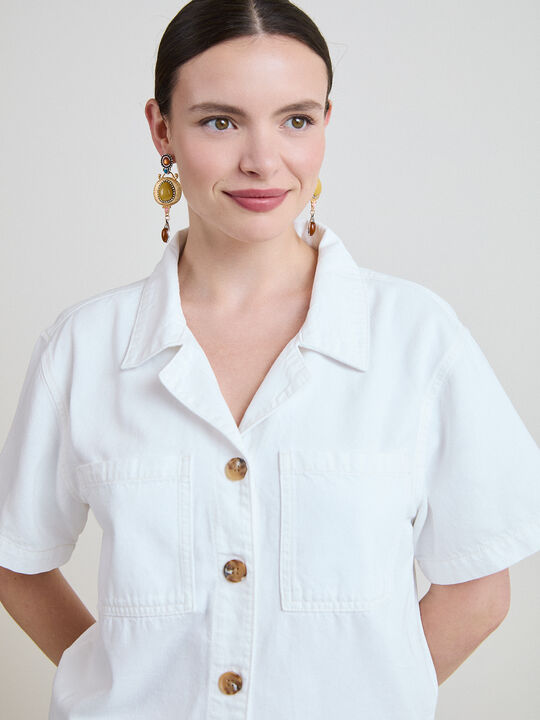 SOBRECAMISA FLUIDA DENIM Blanco Optico image number null