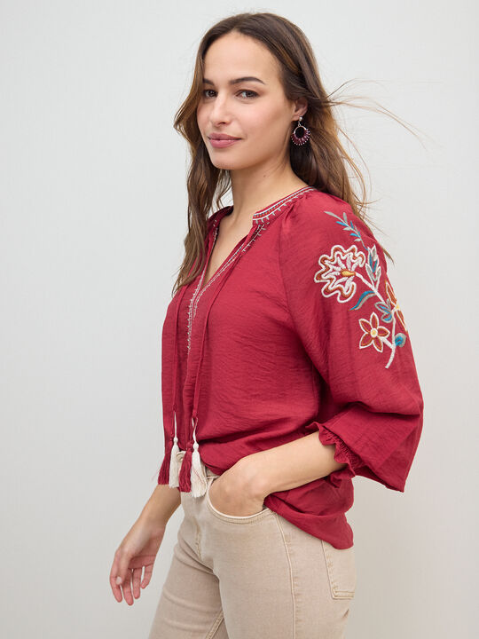 BLUSA MANGA GOMA Dark Cherry image number null