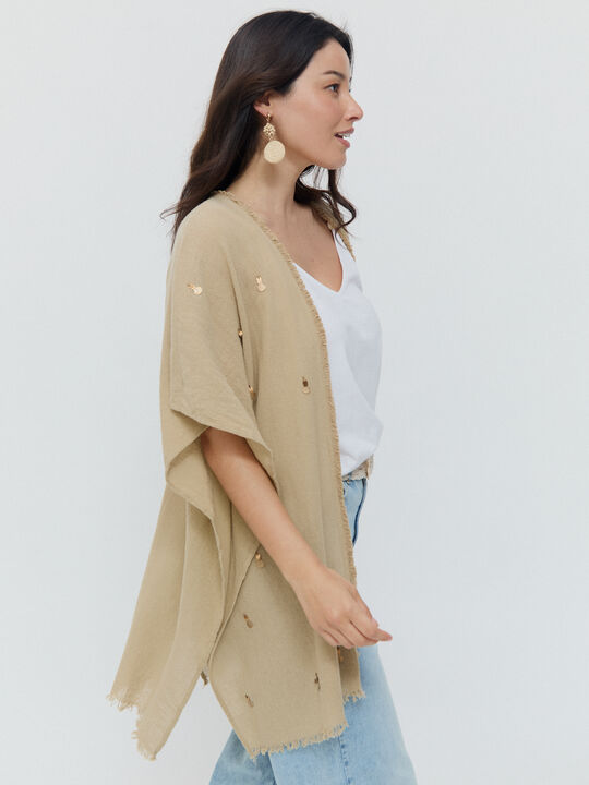 KIMONO ABIERTO ABALORIOS Beige image number null