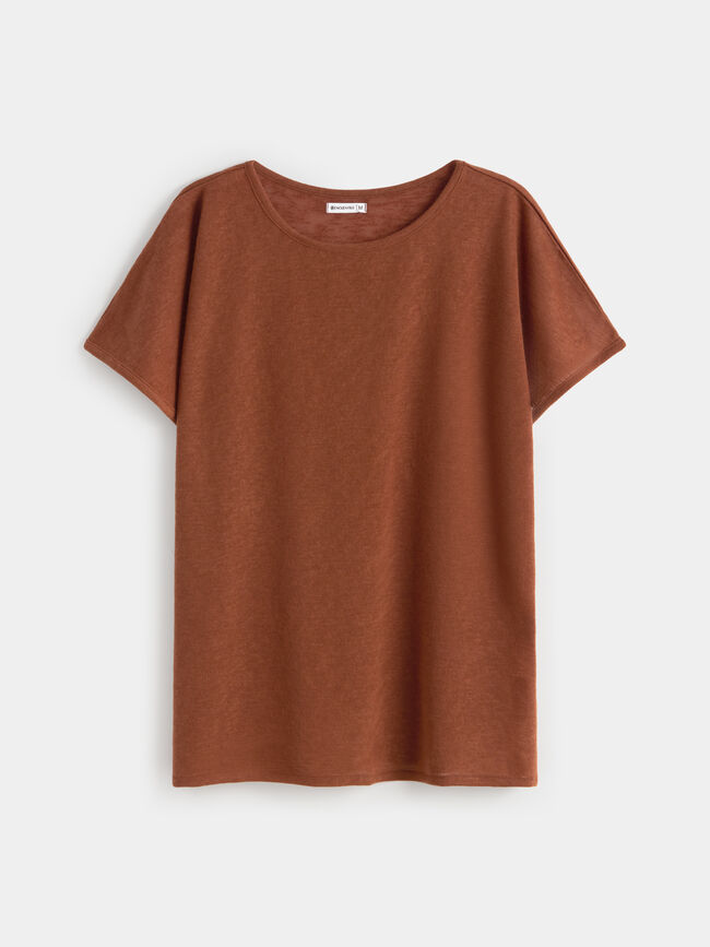 CAMISETA BAJO REDONDEADO Marron chocolat